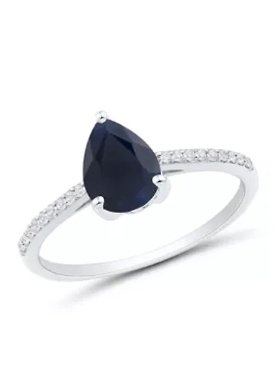 Sapphire and Diamond Accent Ring in 10K White Gold