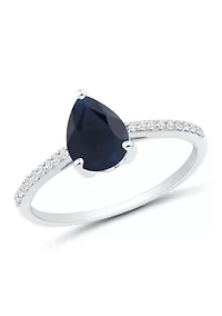 Sapphire and Diamond Accent Ring in 10K White Gold