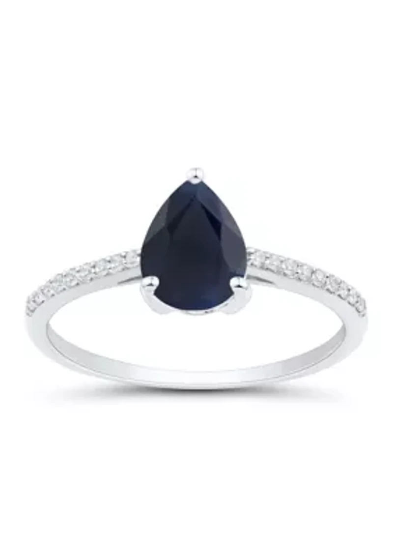 Sapphire and Diamond Accent Ring in 10K White Gold