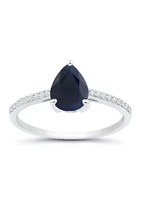 Sapphire and Diamond Accent Ring in 10K White Gold