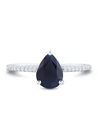 Sapphire and Diamond Accent Ring in 10K White Gold