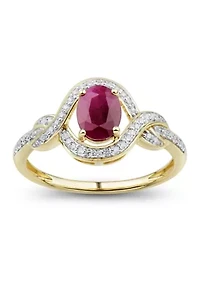 1/6 ct. t.w. Diamond and Ruby Ring in 14K Yellow Gold