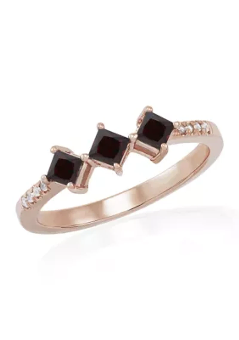 Rhodolite Garnet and Diamond Accent Ring in 14K Yellow Gold