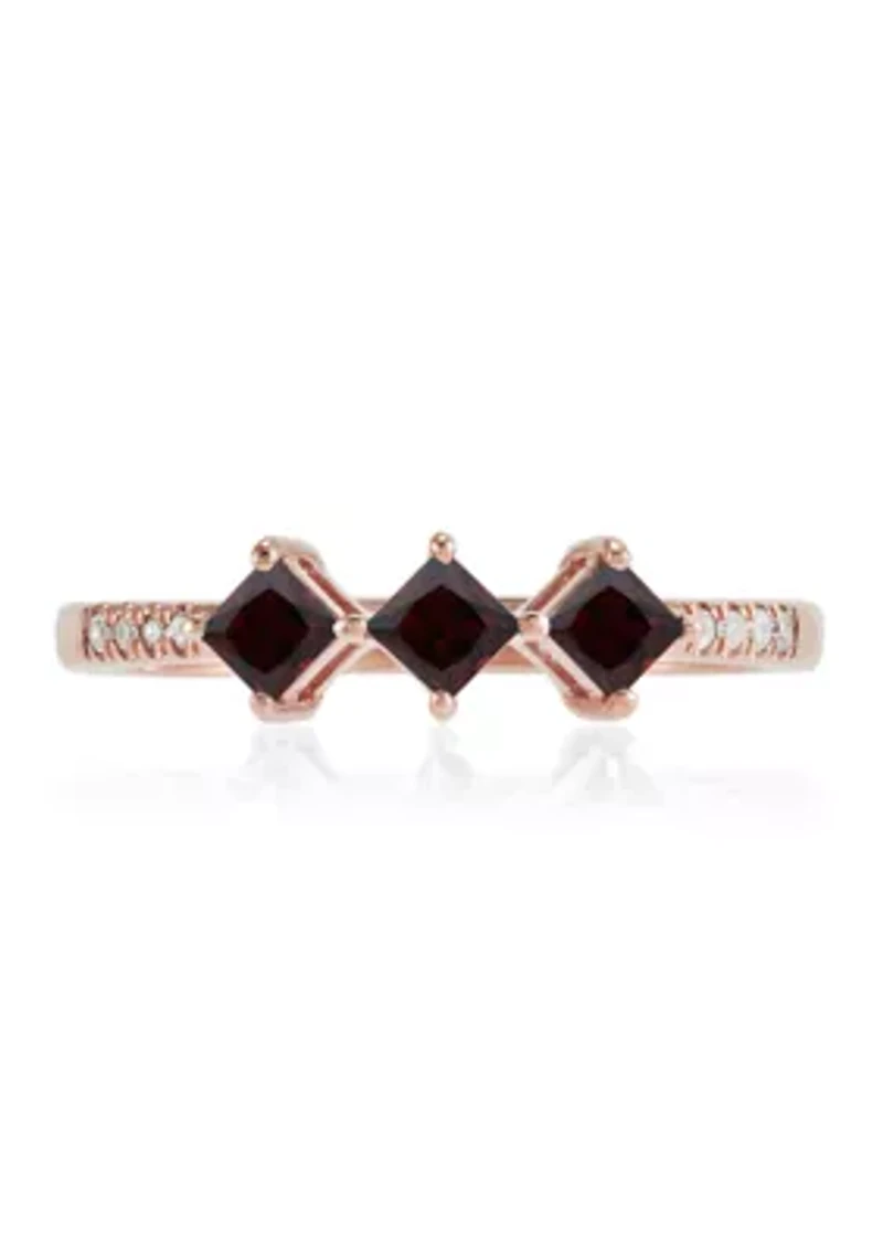 Rhodolite Garnet and Diamond Accent Ring in 14K Yellow Gold