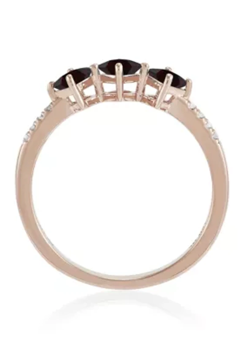 Rhodolite Garnet and Diamond Accent Ring in 14K Yellow Gold