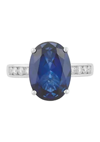 3/8 ct. t.w. Lab Grown Diamond and Lab Grown Sapphire Ring in 14K White Gold