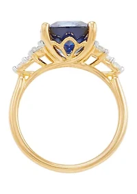 1/3 ct. t.w. Lab Grown Diamond and Lab Grown Sapphire Ring - Gold Over Silver