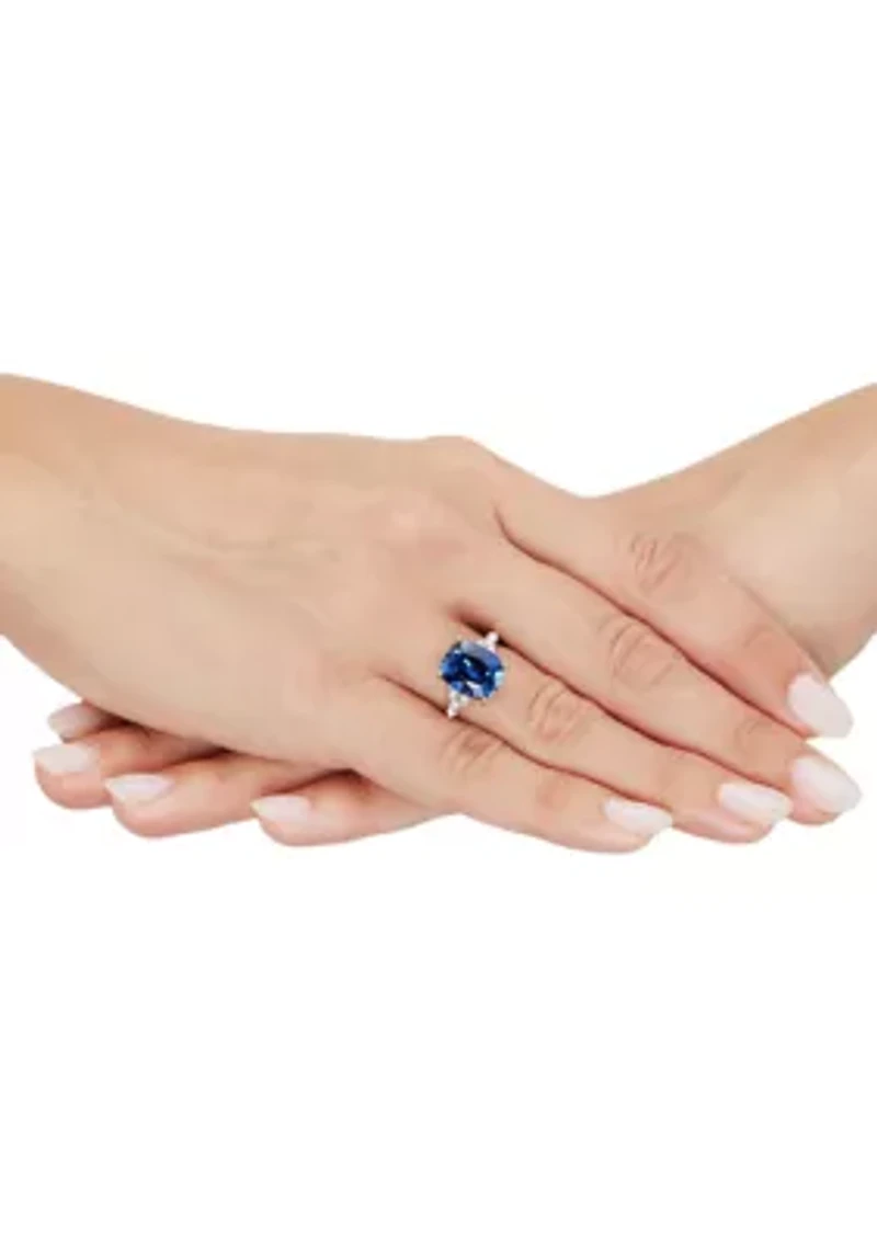 1/3 ct. t.w. Lab Grown Diamond and Lab Grown Sapphire Ring - Gold Over Silver