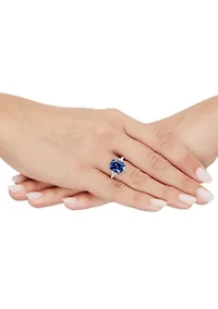 1/3 ct. t.w. Lab Grown Diamond and Lab Grown Sapphire Ring - Gold Over Silver