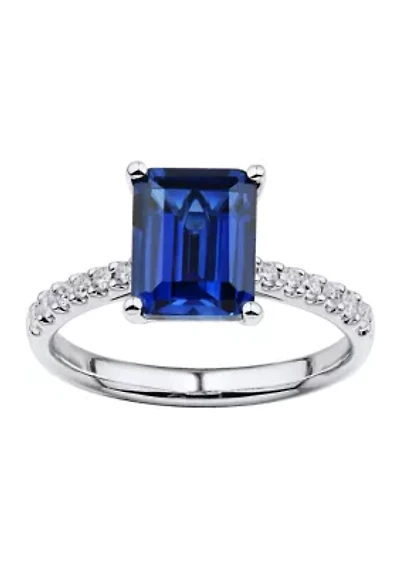 1/5 ct. t.w. Lab-Created Sapphire and Lab-Created Diamond Ring in 10K White Gold