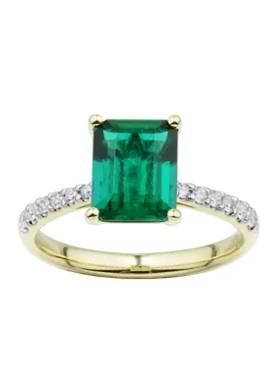 1/5 ct. t.w. Lab Created Emerald and Lab Created Diamond Ring in 10K Yellow Gold