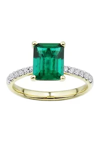 1/5 ct. t.w. Lab Created Emerald and Lab Created Diamond Ring in 10K Yellow Gold