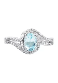 1/5 ct. t.w. Diamond and Aquamarine Ring in 10K White Gold
