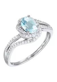 1/5 ct. t.w. Diamond and Aquamarine Ring in 10K White Gold