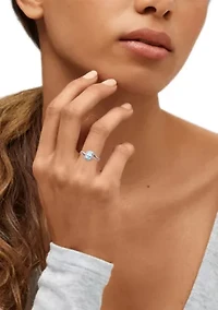 1/5 ct. t.w. Diamond and Aquamarine Ring in 10K White Gold