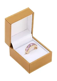 1/4 ct. t.w. Diamond and Amethyst Band Ring in 10K Yellow Gold 