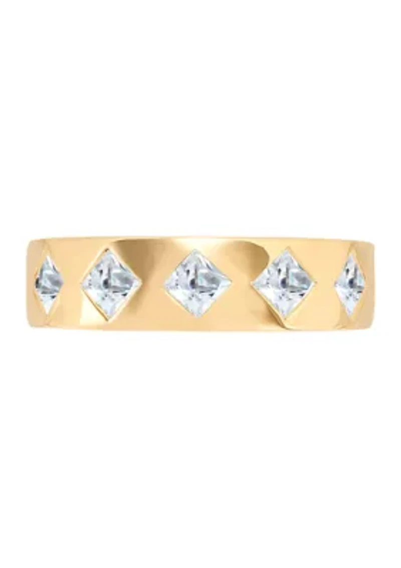 Lab Grown White Sapphire Band Ring in Gold Over Sterling Silver