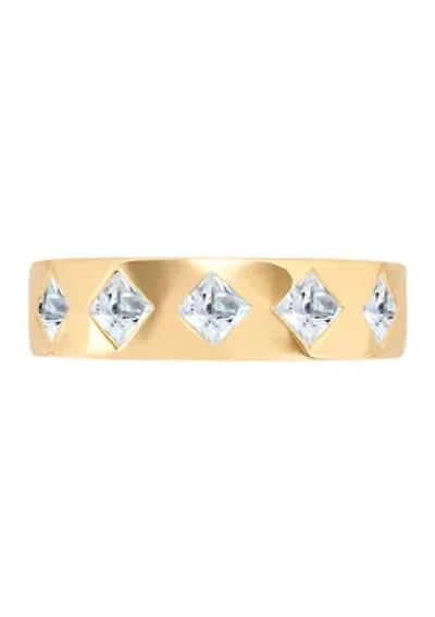 Lab Grown White Sapphire Band Ring in Gold Over Sterling Silver