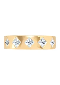 Lab Grown White Sapphire Band Ring in Gold Over Sterling Silver