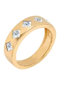 Lab Grown White Sapphire Band Ring in Gold Over Sterling Silver
