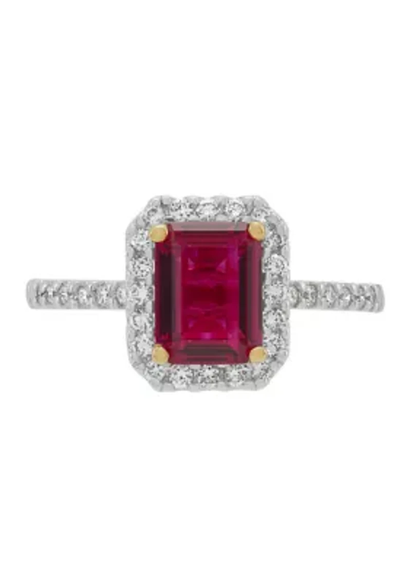 1/3 ct. t.w. Lab Grown Diamond and Lab Grown Ruby Ring in 10K Yellow Gold