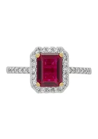 1/3 ct. t.w. Lab Grown Diamond and Lab Grown Ruby Ring in 10K Yellow Gold