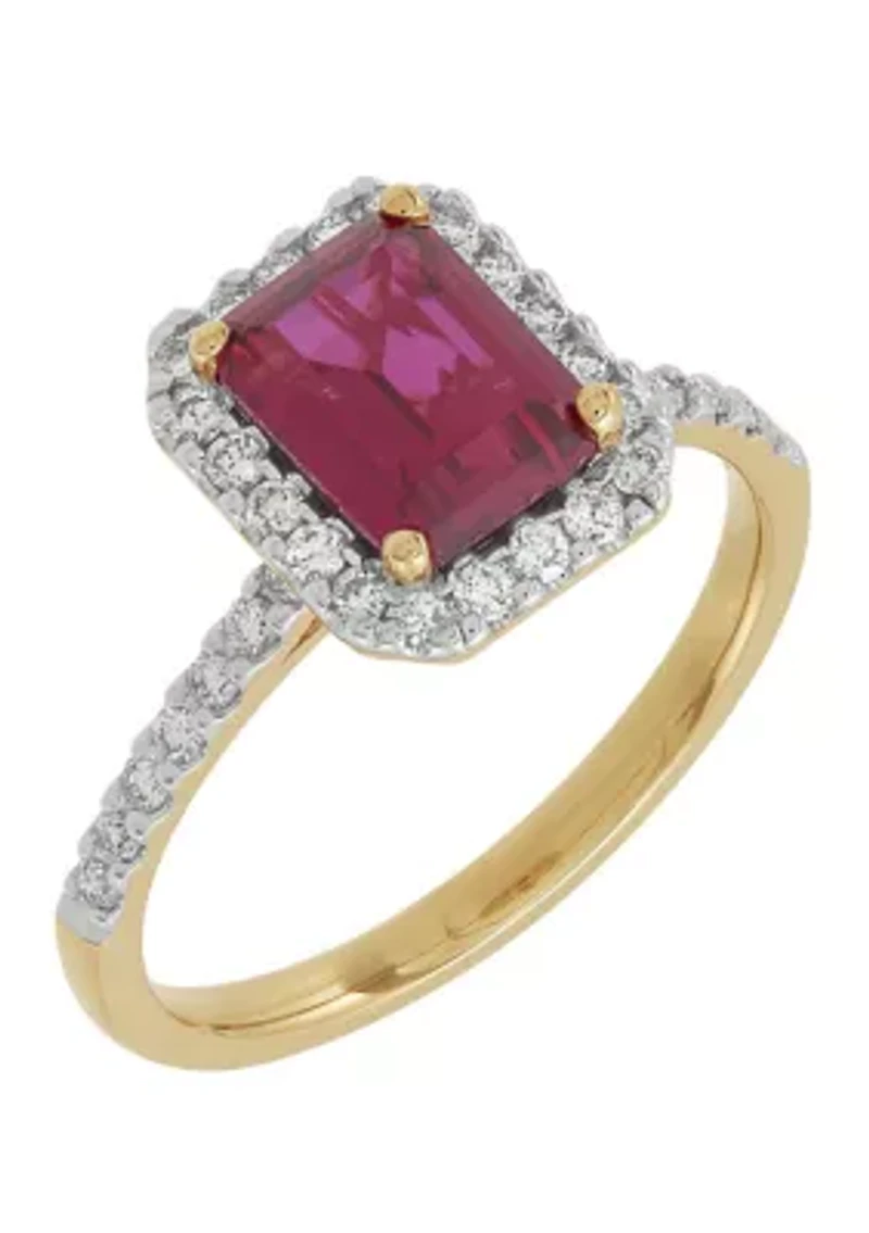 1/3 ct. t.w. Lab Grown Diamond and Lab Grown Ruby Ring in 10K Yellow Gold