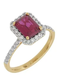 1/3 ct. t.w. Lab Grown Diamond and Lab Grown Ruby Ring in 10K Yellow Gold