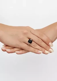 1/3 ct. t.w Lab Grown Diamond and Onyx Ring in 10K Yellow Gold