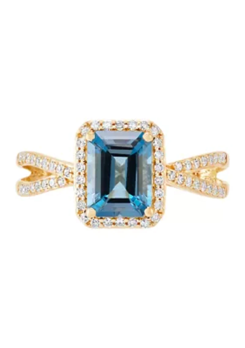 1/4 ct. t.w. Diamond and London Blue Topaz Ring in 10K Yellow Gold