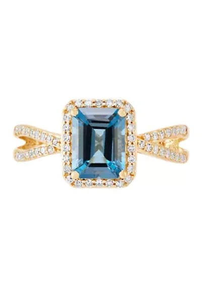 1/4 ct. t.w. Diamond and London Blue Topaz Ring in 10K Yellow Gold