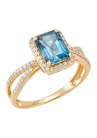 1/4 ct. t.w. Diamond and London Blue Topaz Ring in 10K Yellow Gold