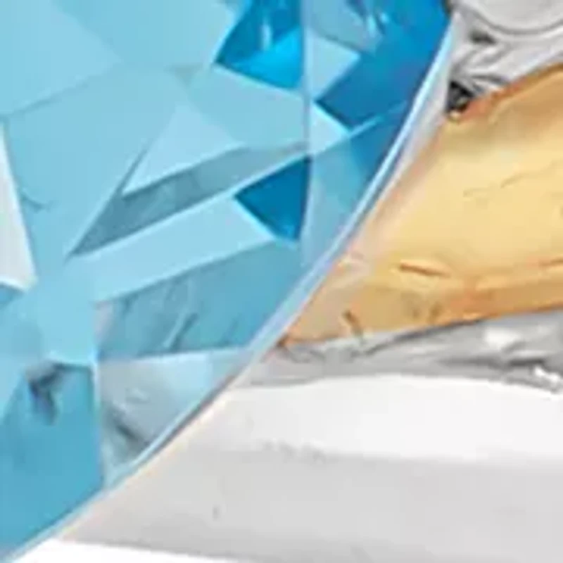 Multi Row Blue Topaz and Lab-Grown White Sapphire Ring in Silver and 10K Yellow Gold