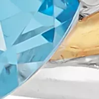 Multi Row Blue Topaz and Lab-Grown White Sapphire Ring in Silver and 10K Yellow Gold