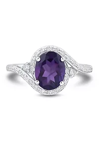 1/4 ct. t.w. Lab Grown Diamond and Amethyst Ring in Sterling Silver
