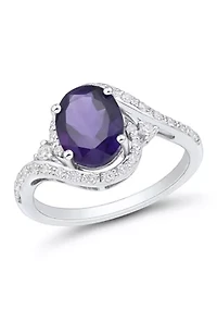 1/4 ct. t.w. Lab Grown Diamond and Amethyst Ring in Sterling Silver