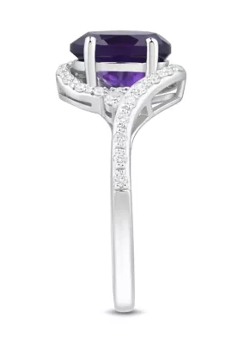 1/4 ct. t.w. Lab Grown Diamond and Amethyst Ring in Sterling Silver