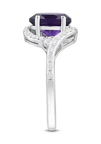 1/4 ct. t.w. Lab Grown Diamond and Amethyst Ring in Sterling Silver