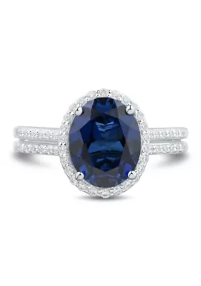 1/3 ct. t.w. Lab Grown Sapphire and Diamond Ring in Sterling Silver