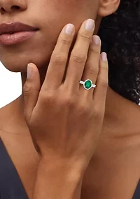 Lab Grown Emerald and 1/3 ct. t.w. Lab Grown Diamond Ring in Sterling silver