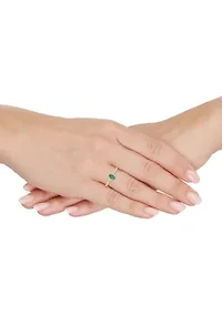 Emerald and 1/10 ct. t.w. Lab Grown Diamond Ring in 10K Yellow Gold