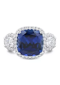 Lab Grown Sapphire and Lab Grown White Sapphire Ring in 10K White Gold