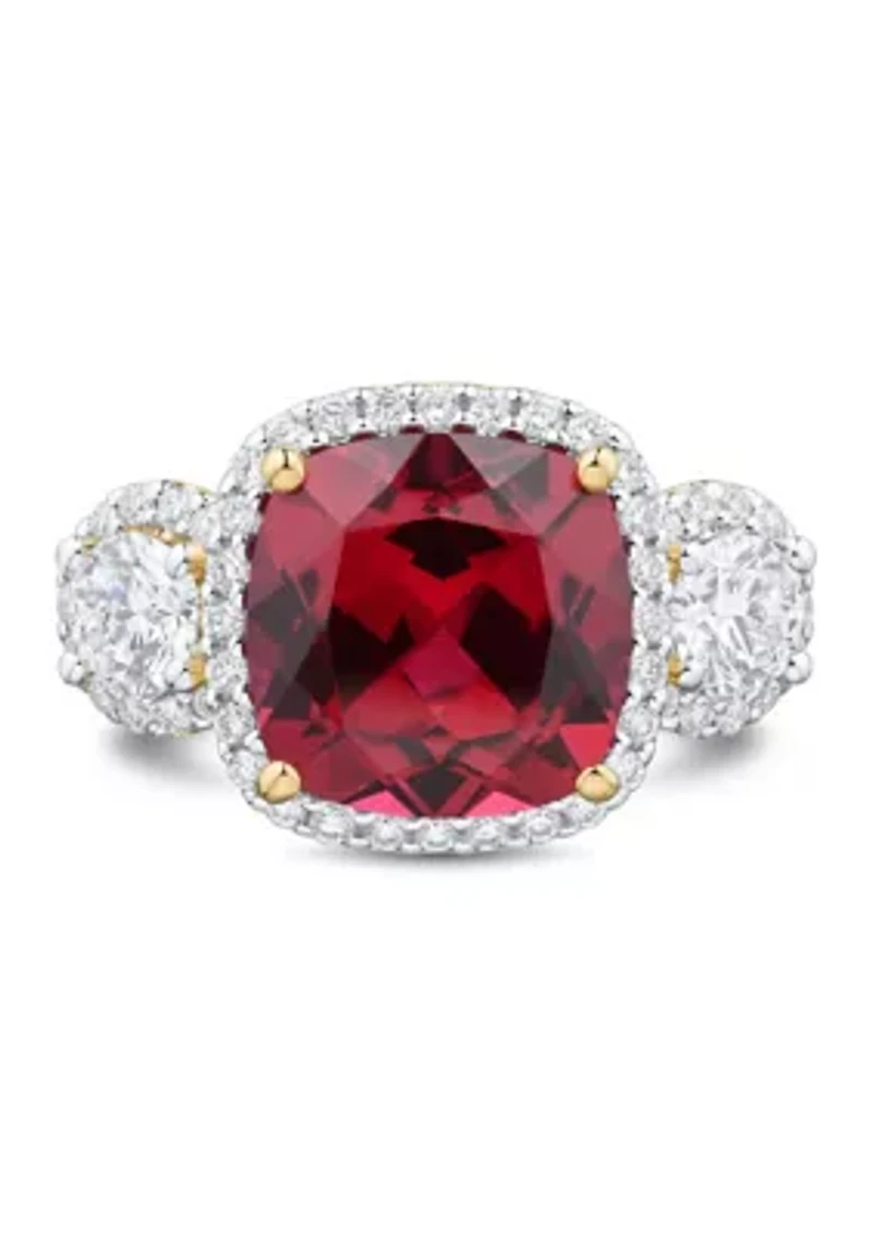 Lab Grown Ruby and Lab Grown White Sapphire Ring in 10K Yellow Gold