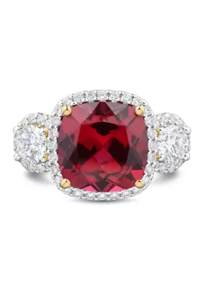 Lab Grown Ruby and Lab Grown White Sapphire Ring in 10K Yellow Gold