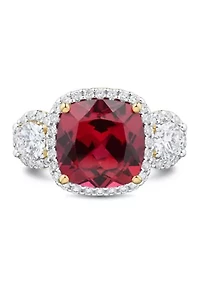 Lab Grown Ruby and Lab Grown White Sapphire Ring in 10K Yellow Gold
