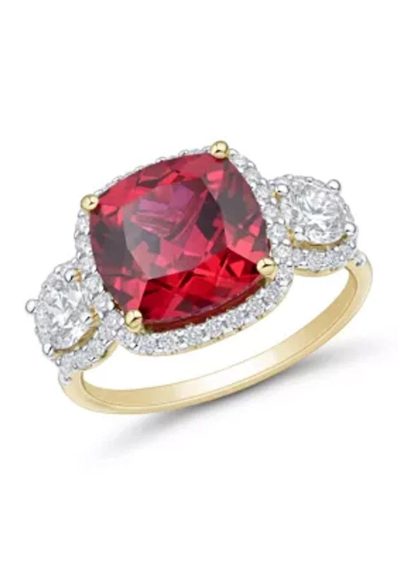 Lab Grown Ruby and Lab Grown White Sapphire Ring in 10K Yellow Gold