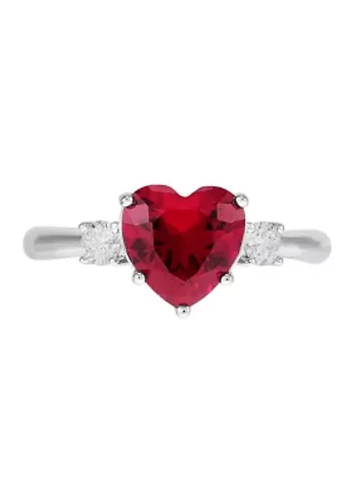 Lab-Grown Ruby and Diamond Ring in Sterling Silver