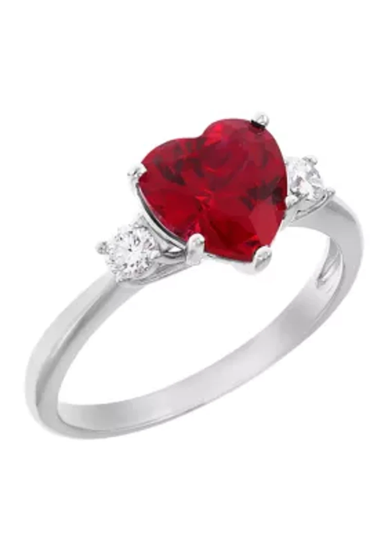 Lab-Grown Ruby and Diamond Ring in Sterling Silver