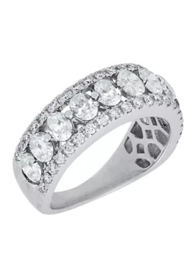 Lab Grown White Sapphire Band Ring in Sterling Silver