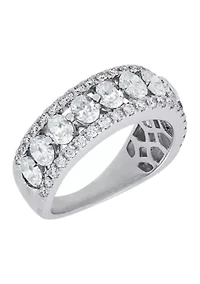 Lab Grown White Sapphire Band Ring in Sterling Silver